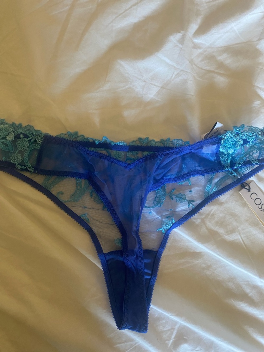Cosabella Blue & Aqua Sheer Lace Bikini - Picture 3 of 4